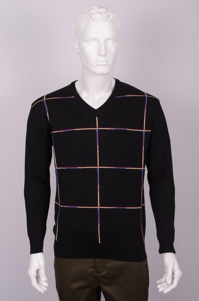 ColorPlus | ColorPlus Checkered Black Slim Fit Sweater