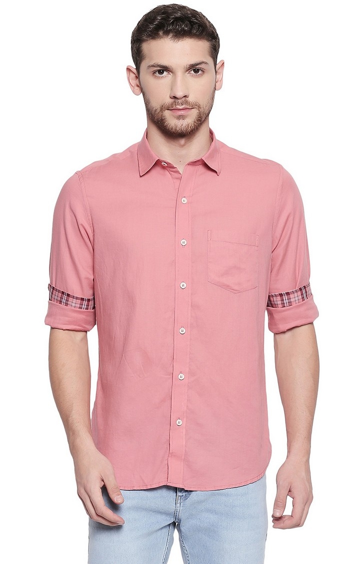 EVOQ | Dark Pink Solid Casual Shirt