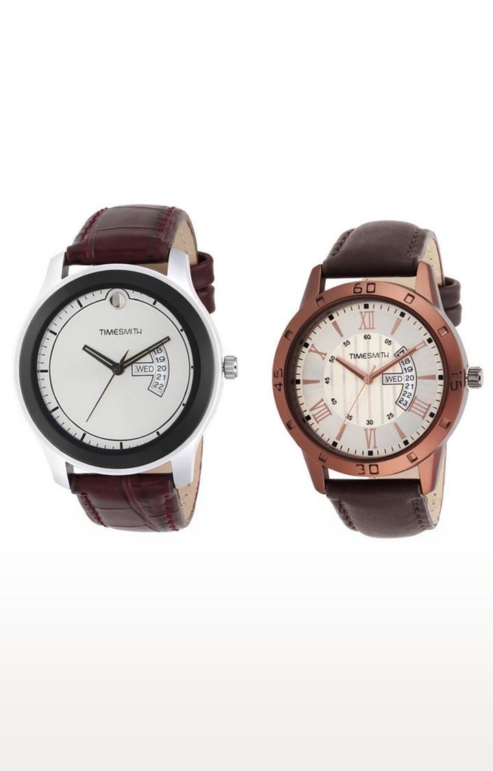 Timesmith | Timesmith Brown Analog Watch - Set of 2 For Men
