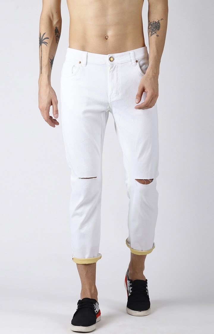 Blue Saint | White Ripped Tapered Jeans
