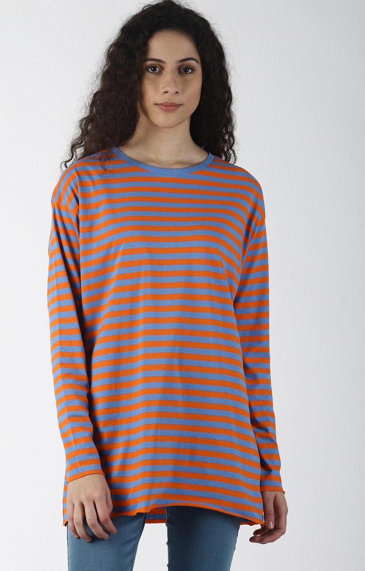 Blue Saint | Blue And Orange Striped T-Shirt