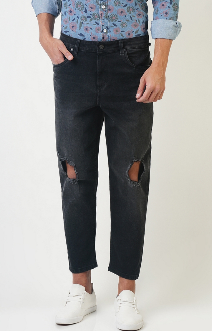 Blue Saint | Black Solid Cropped Jeans