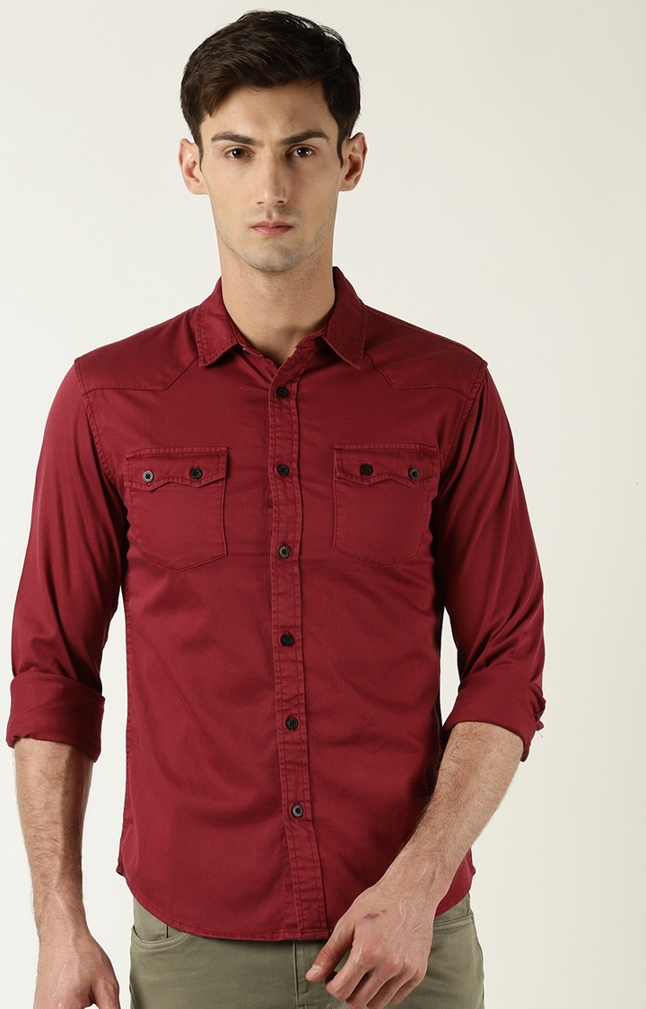 Blue Saint | Red Solid Casual Shirt