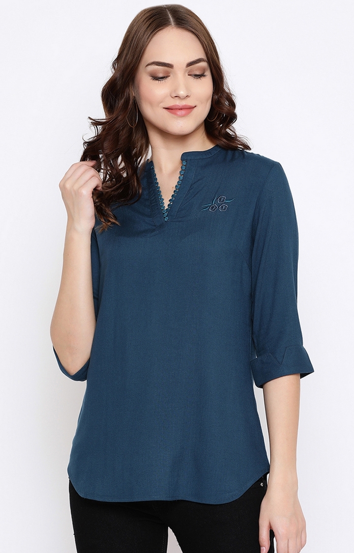 METTLE | Teal Solid Tunic