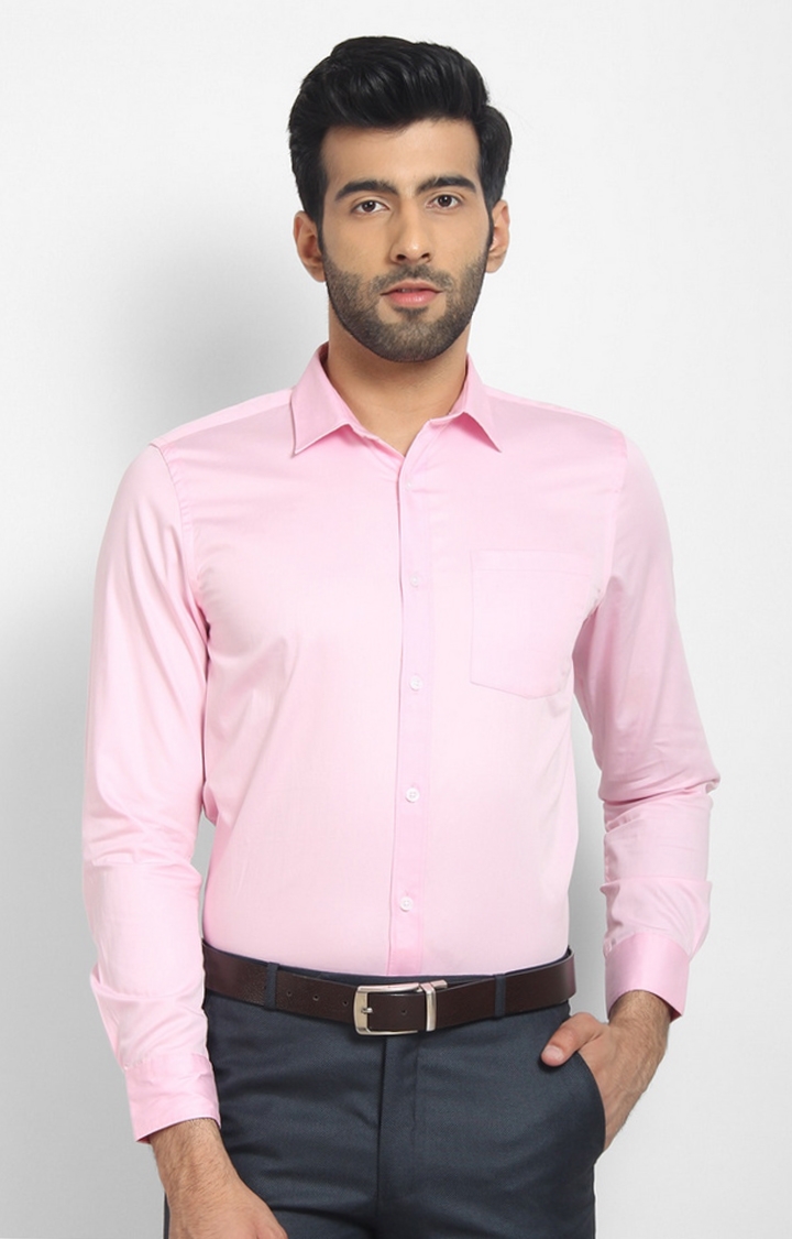 Cape Canary | Pink Solid Formal Shirt