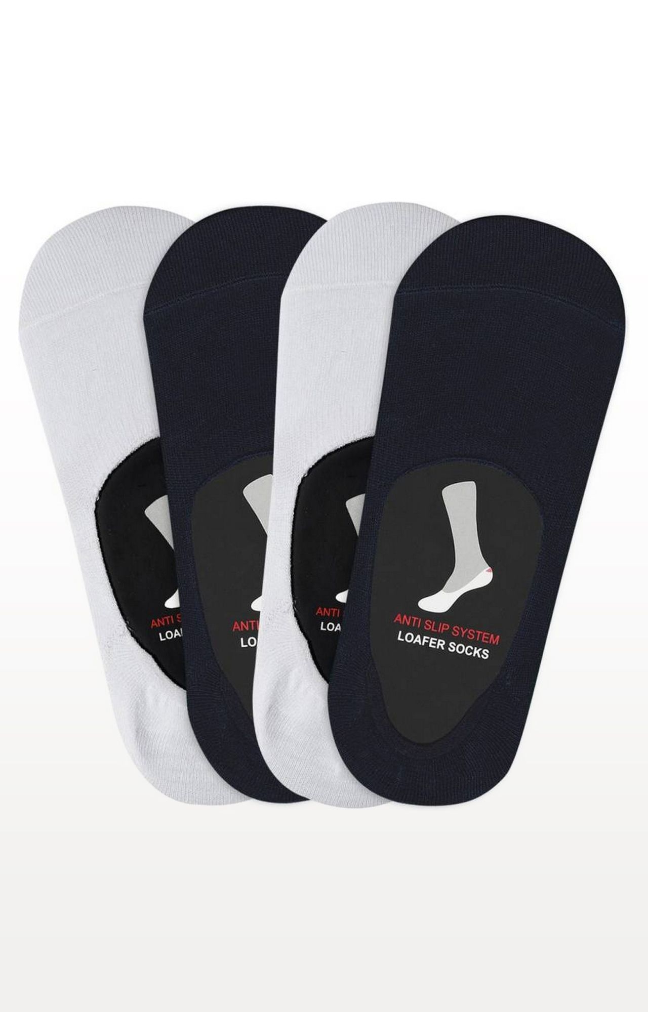 BALENZIA | White and Navy Solid Socks - (Pack of 4)