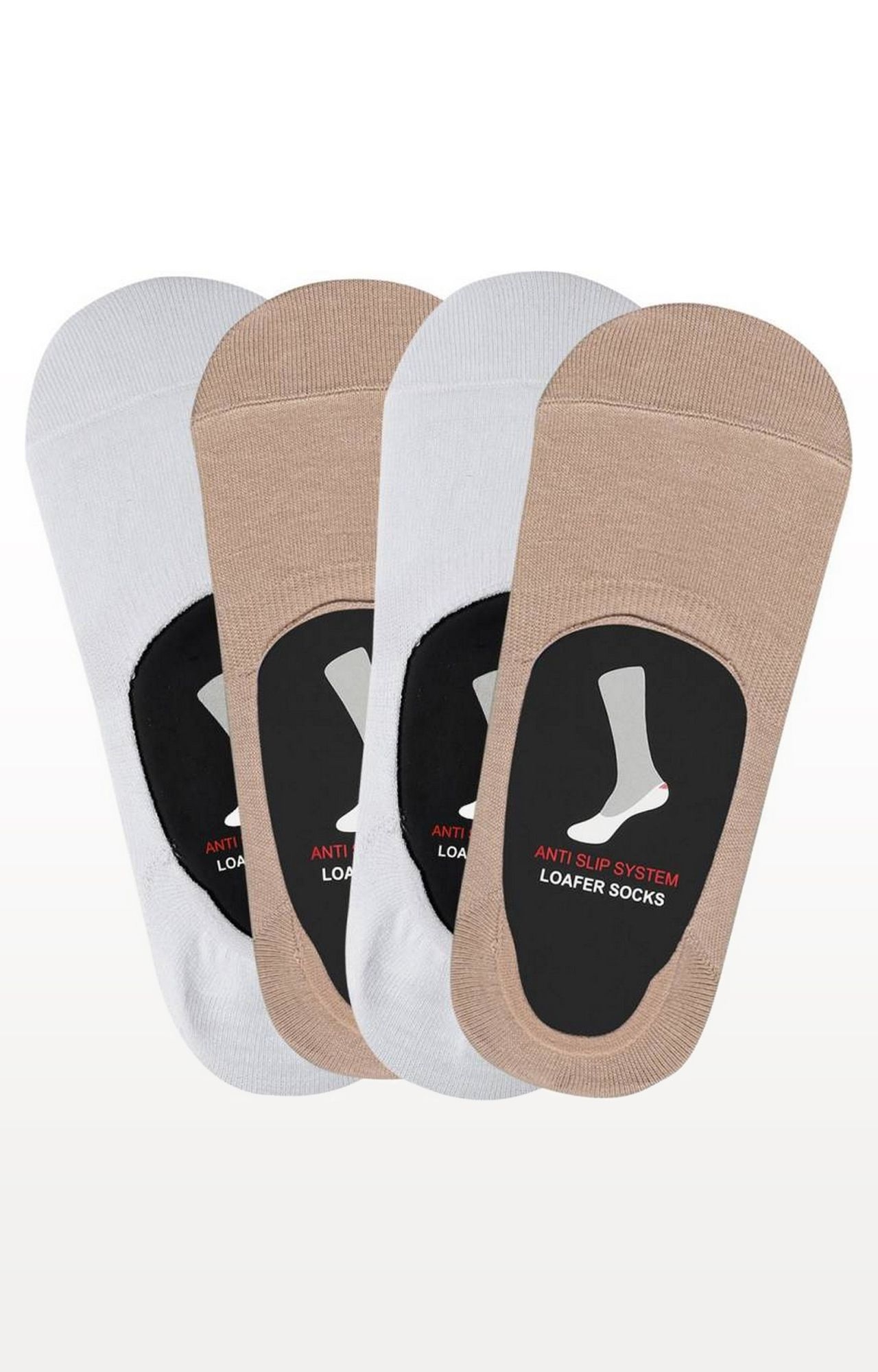BALENZIA | White and Beige Solid Socks - (Pack of 4)