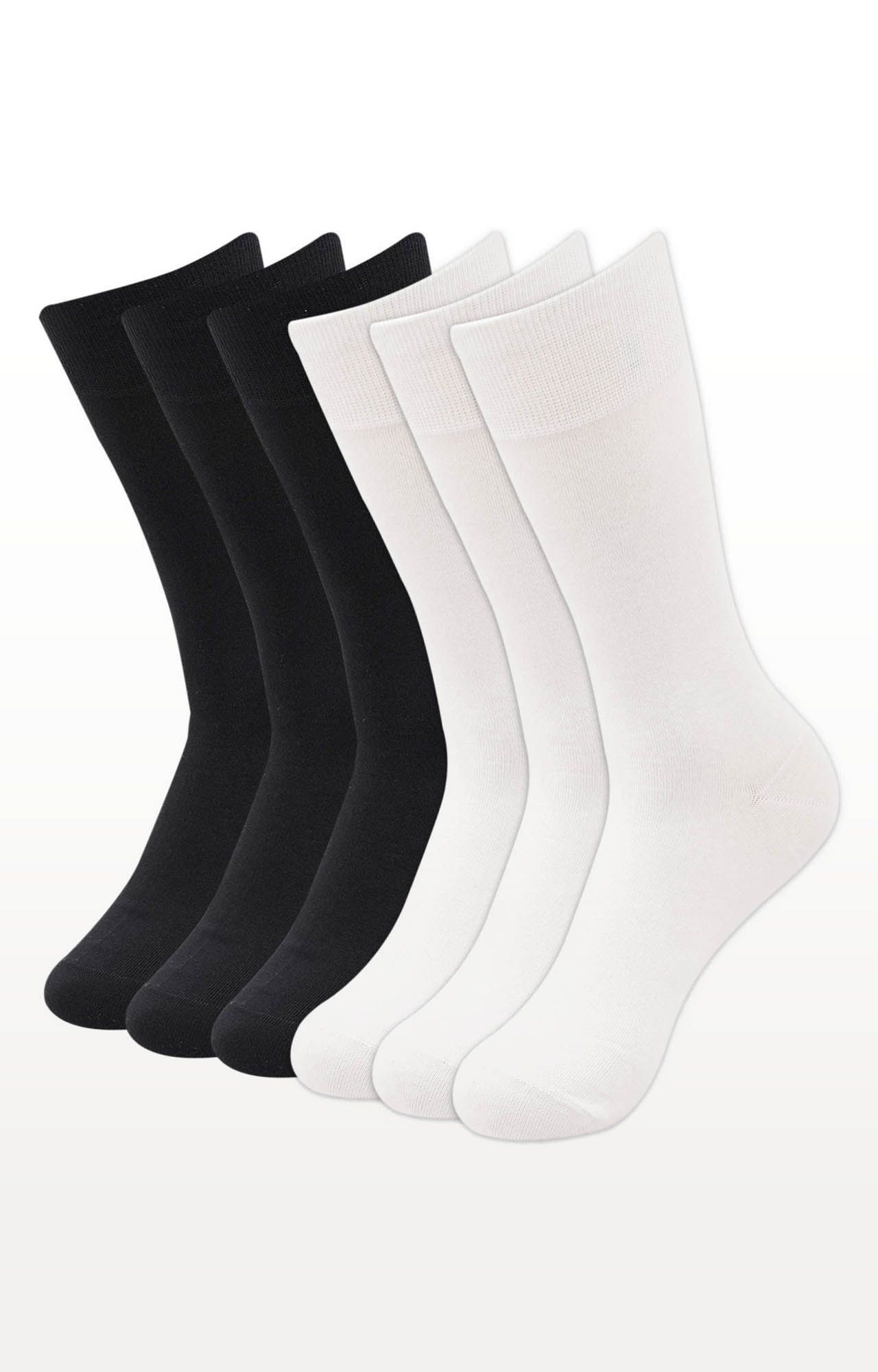 BALENZIA | Black and White Solid Socks - (Pack of 6)