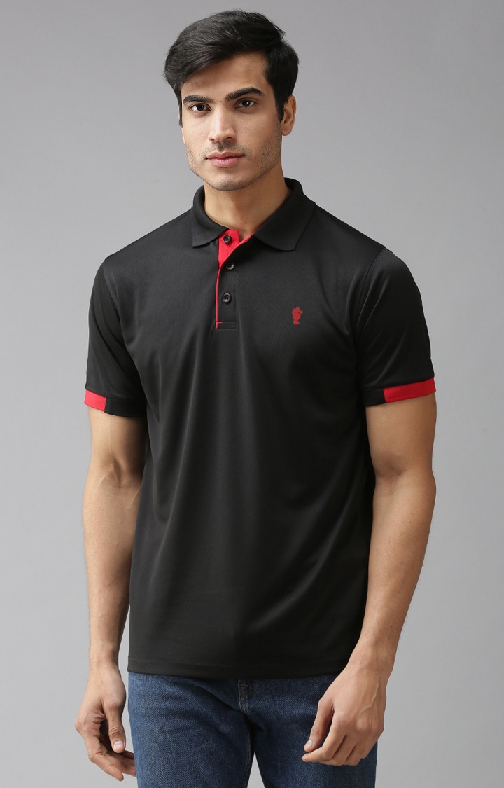 Eppe | Black And Red Solid Polo T-Shirt