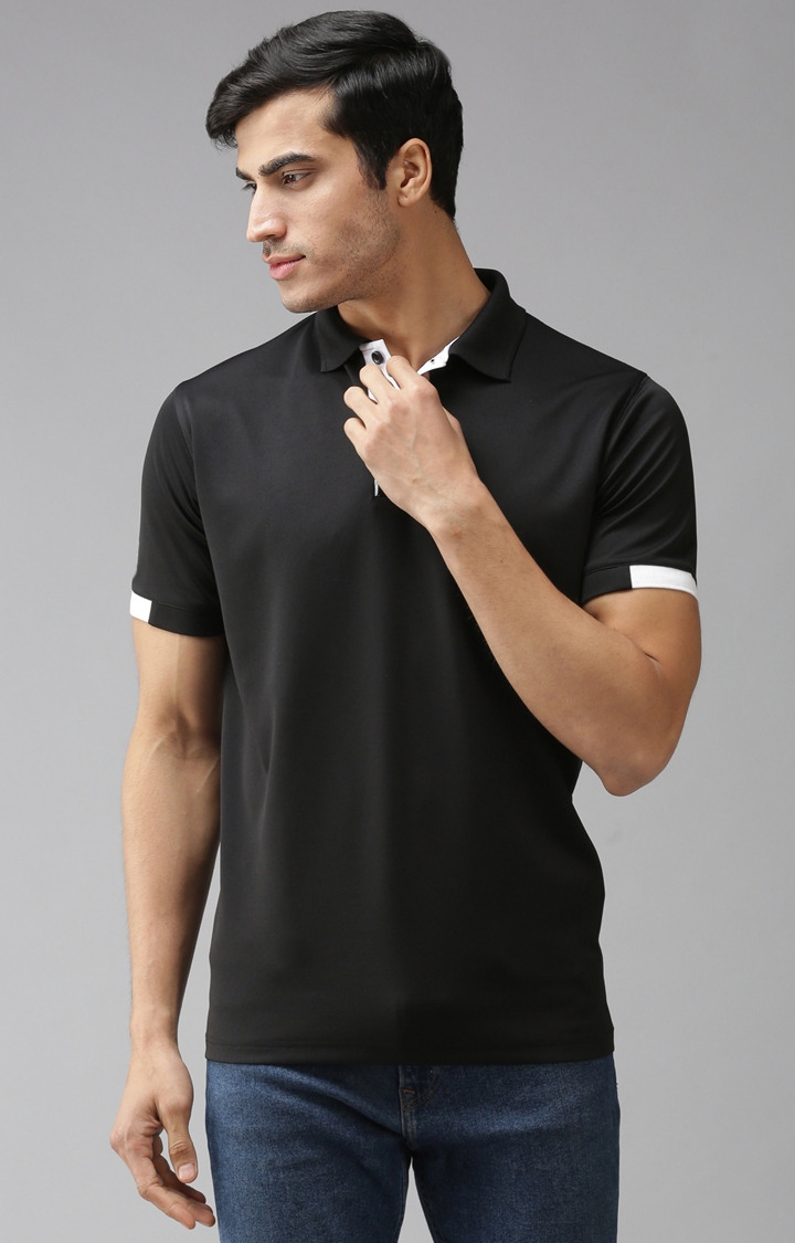 Eppe | Black And White Solid Polo T-Shirt