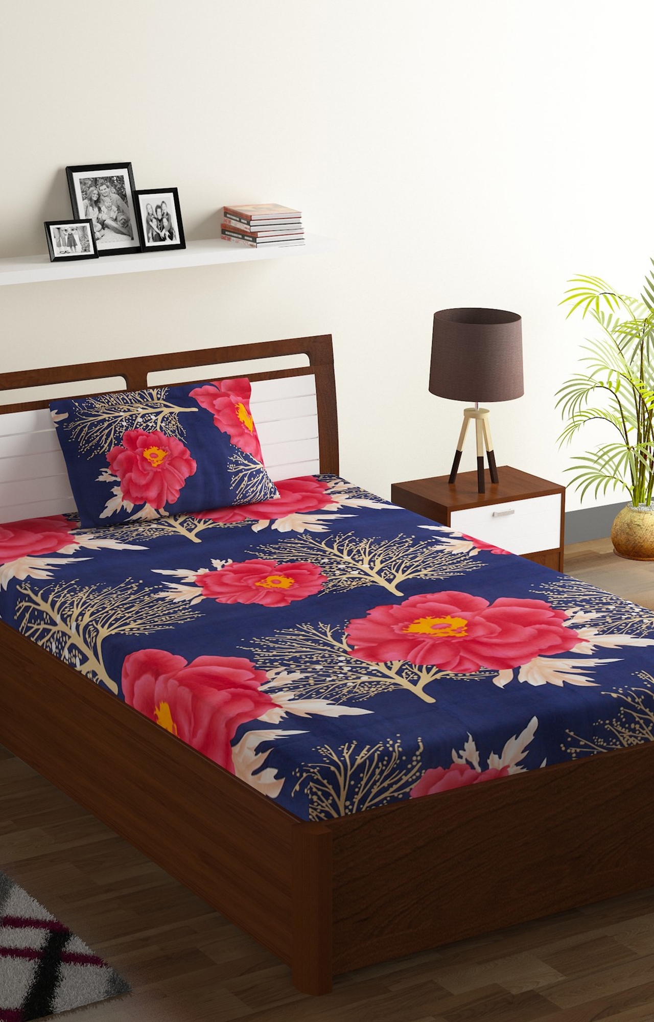 ISpace | IWS 144 TC Microfiber Single Floral Bedsheet (Pack of 1, Multicolor)