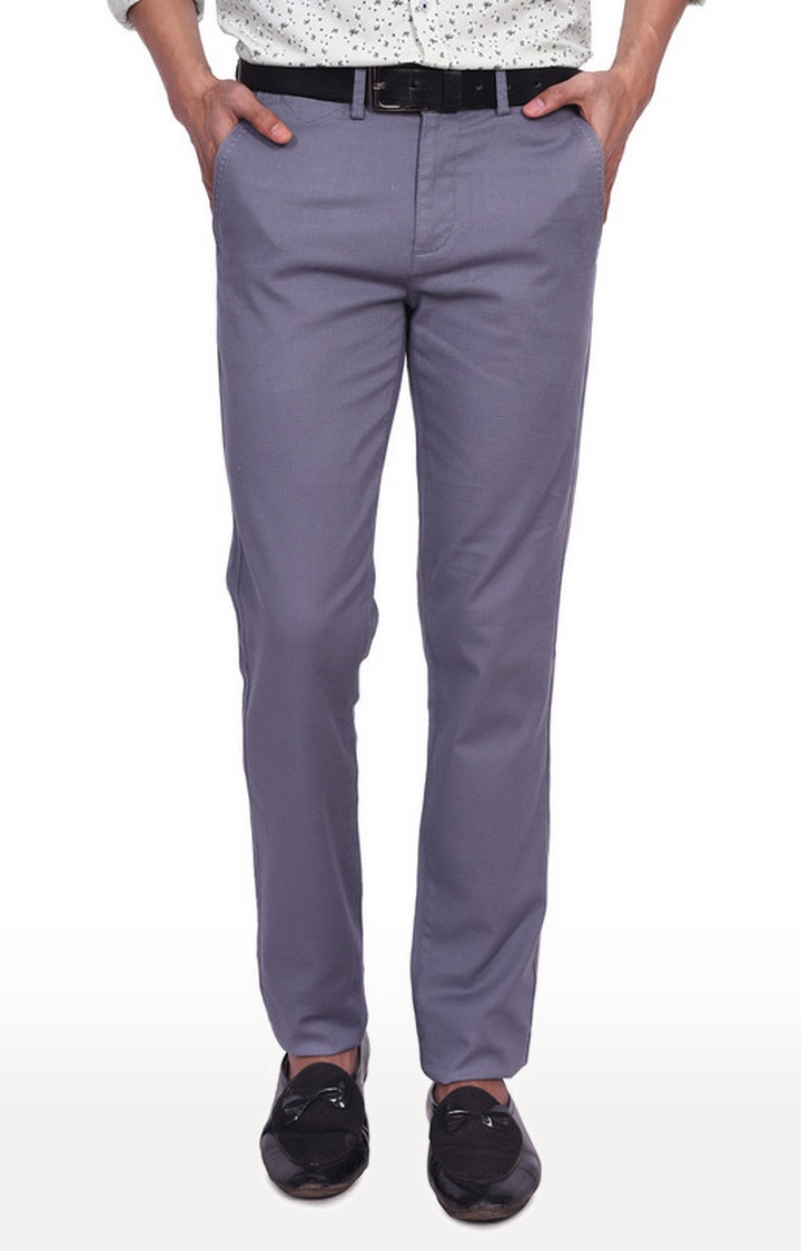 TURTLE | Grey Flat Front Formal Trousers