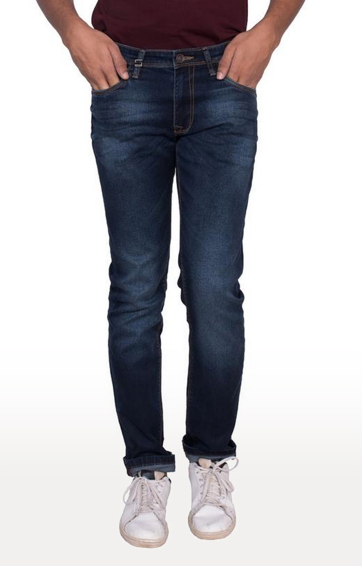 Turtle | Blue Solid Tapered Jeans