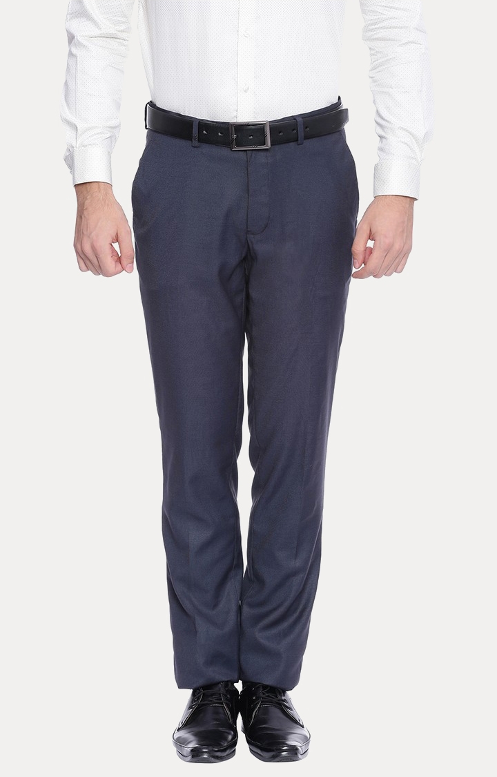 Navy Blue Flat Front Formal Trousers