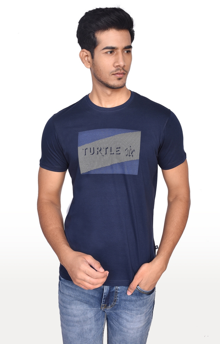 Turtle | Blue Printed T-Shirt