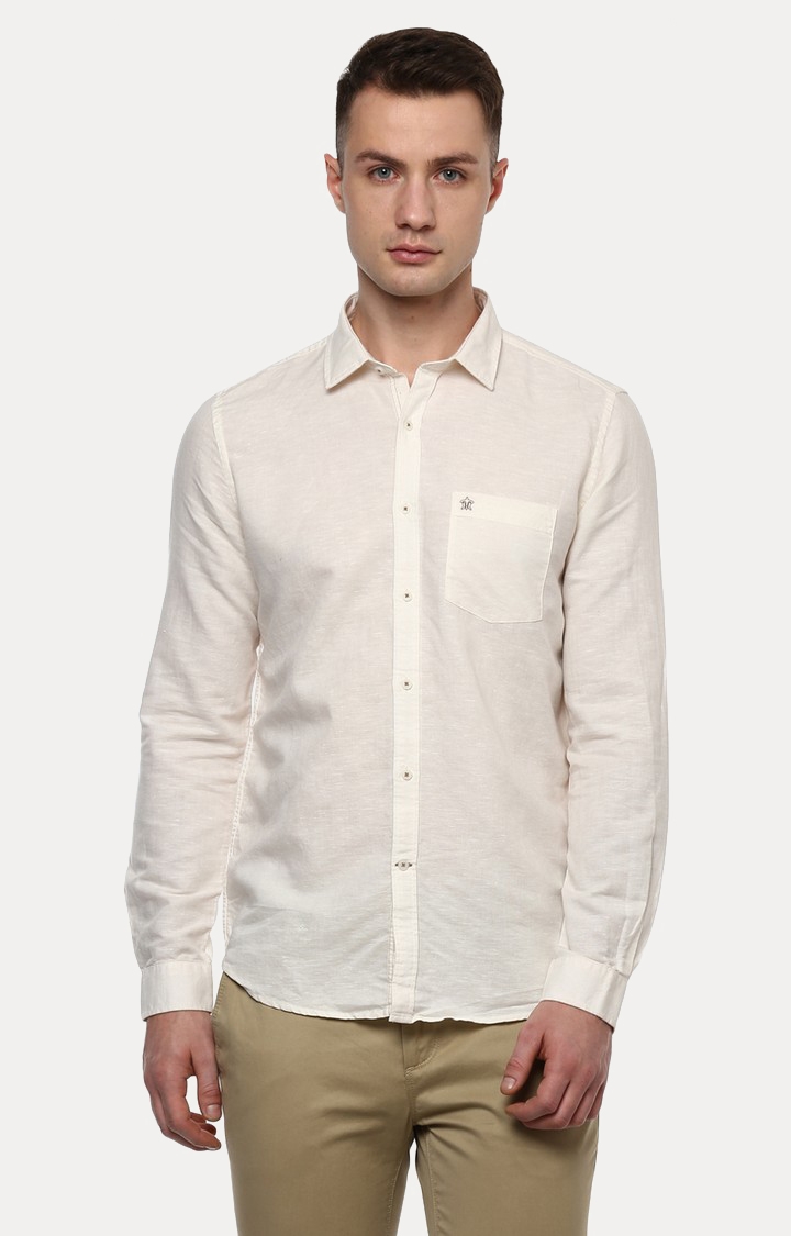Turtle | Beige Solid Casual Shirt