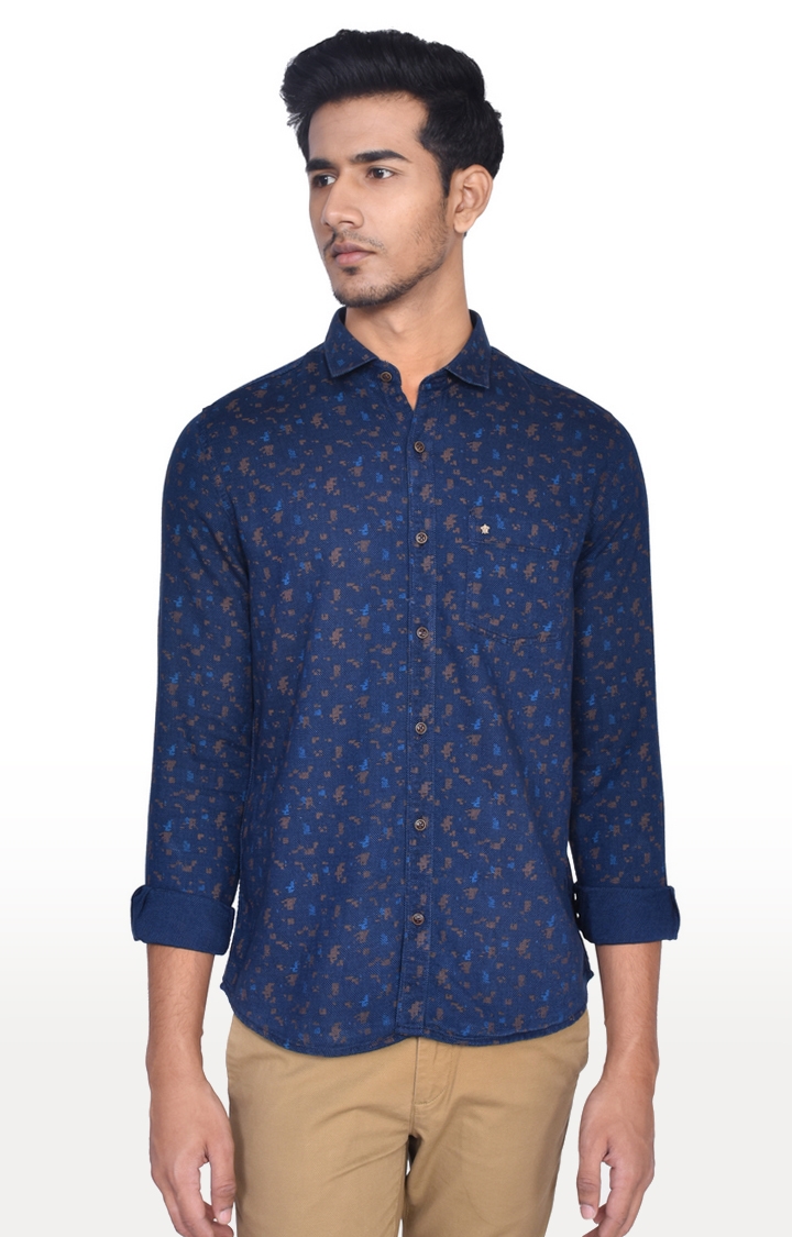 Turtle | Blue Printed Casual Shirt