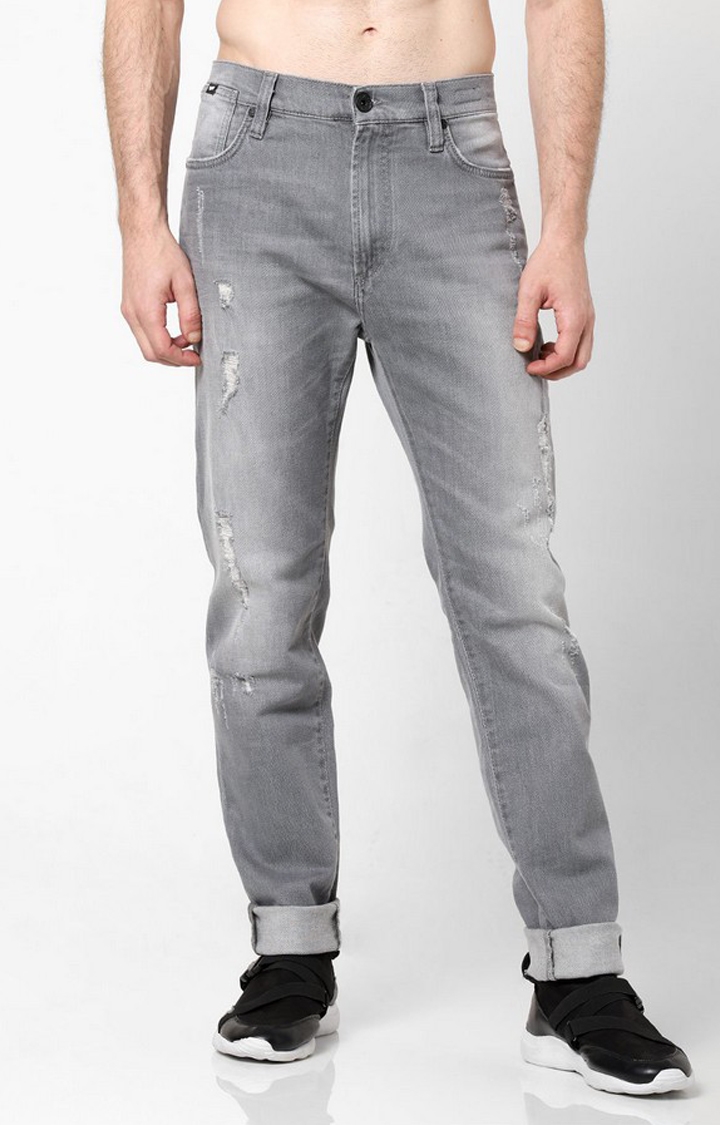 GAS | Men's Distressed Straight Fit Grey Jeans