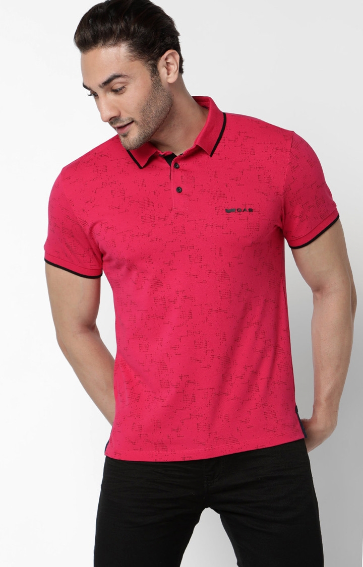 GAS | Jhonny Printed Pink Polo T-Shirt