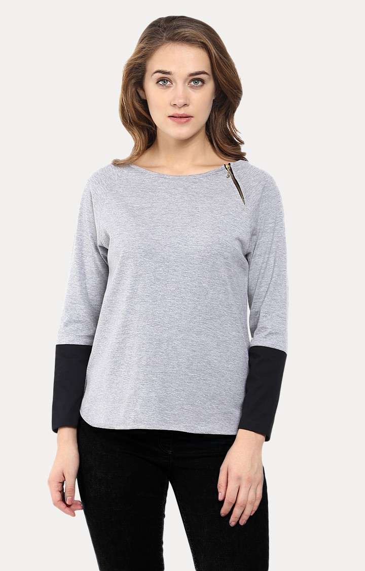 MISS CHASE | Grey and Black Melange T-Shirt