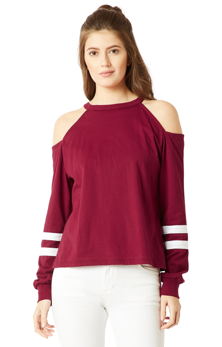 MISS CHASE | Red Solid Sweatshirt