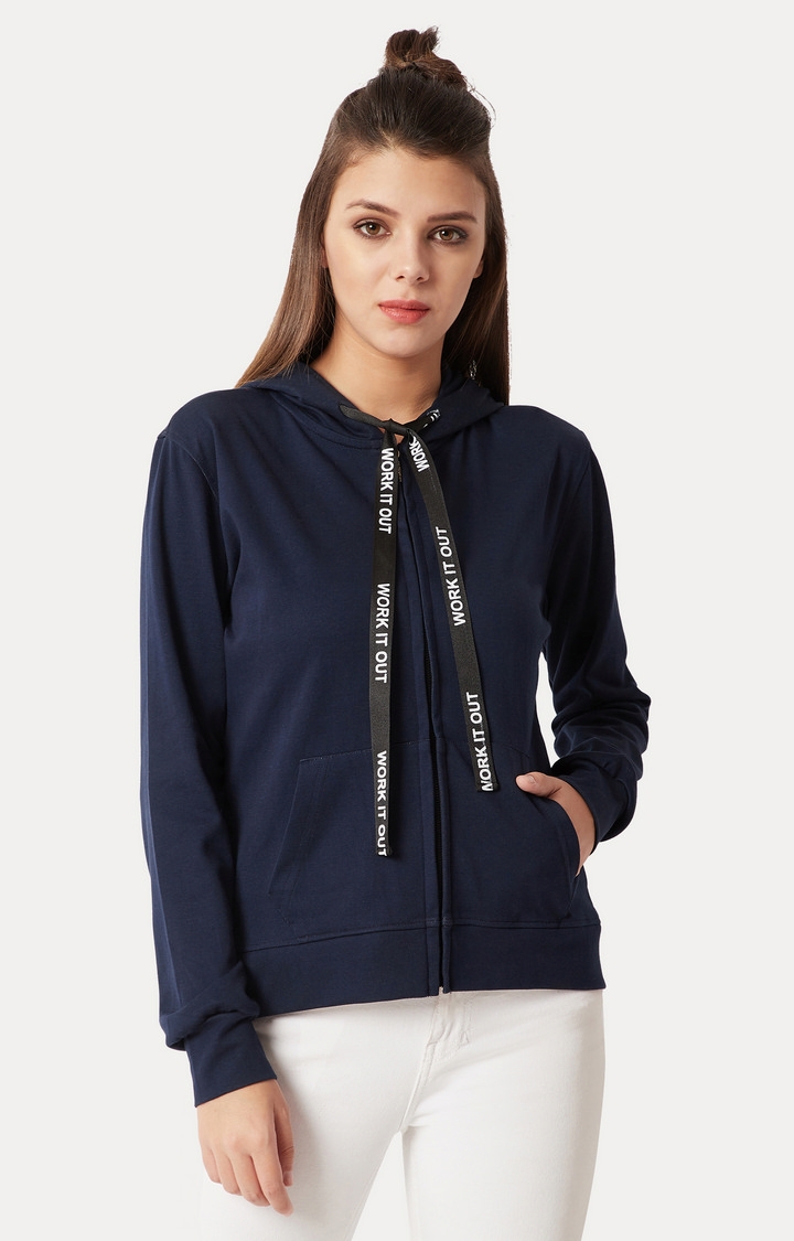MISS CHASE | Blue Solid Hoodie