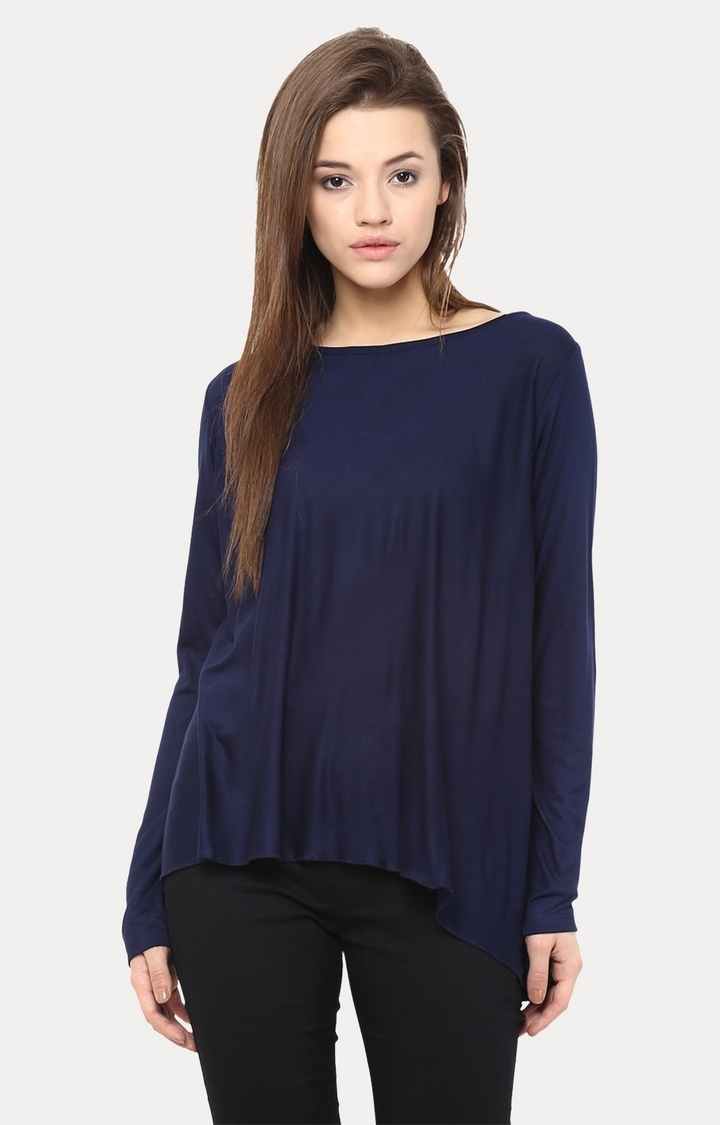 MISS CHASE | Blue Solid Blouson Top