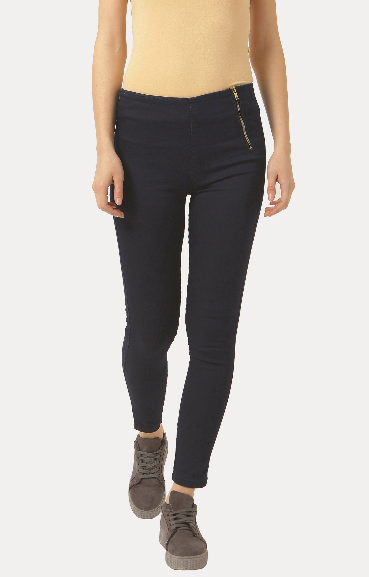 MISS CHASE | Navy Blue Super Skinny Fit Stretchable Jeggings