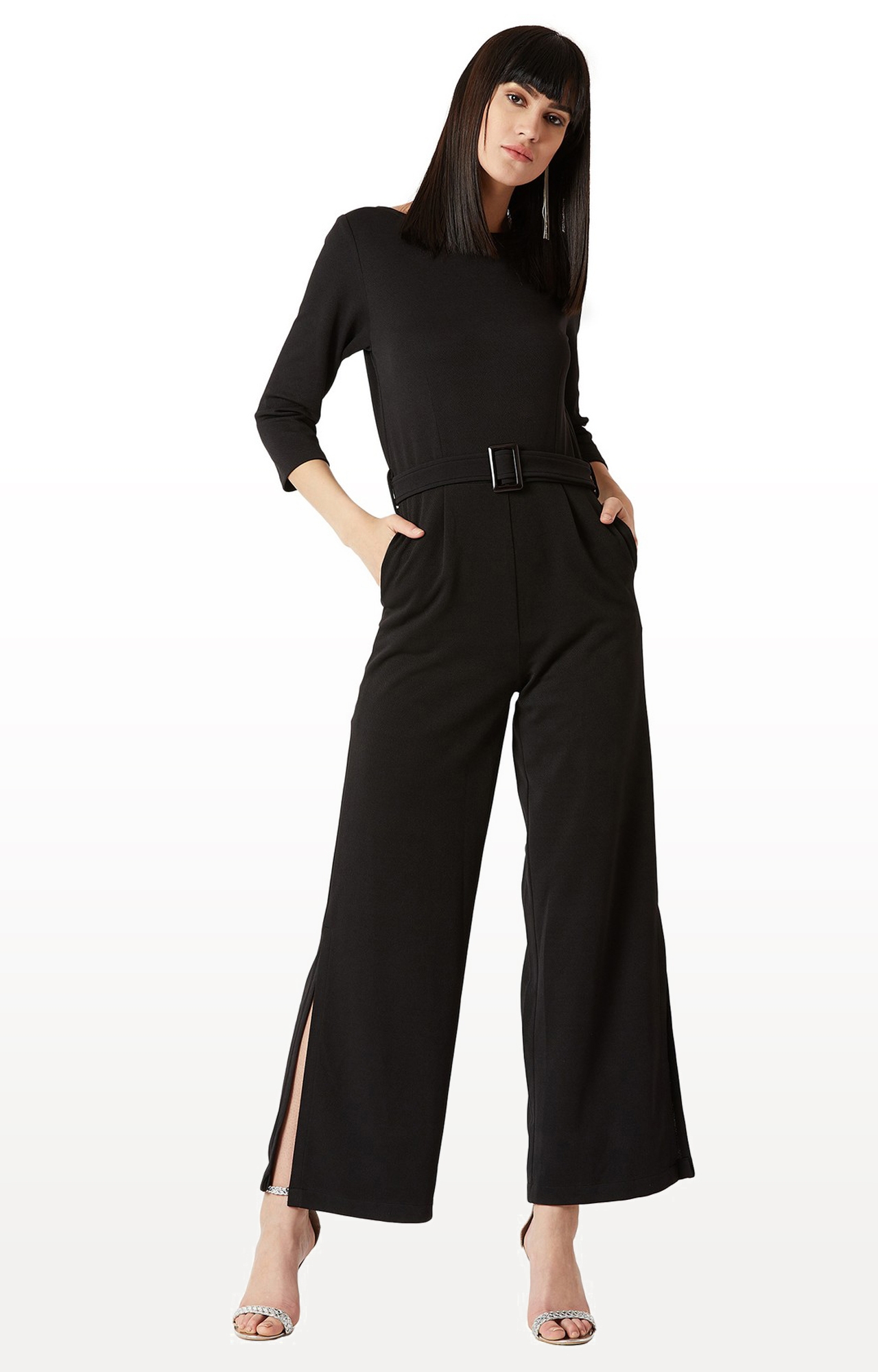 MISS CHASE | Black Solid Jumpsuit