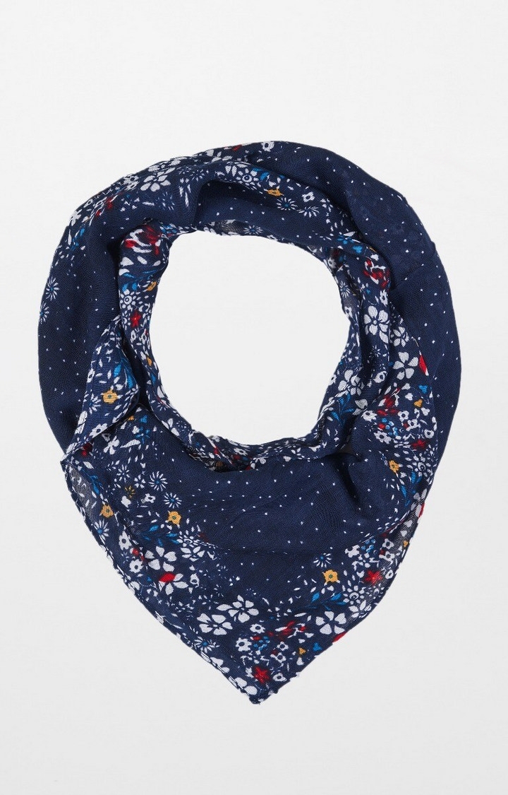 AND | Navy Printed Scarf