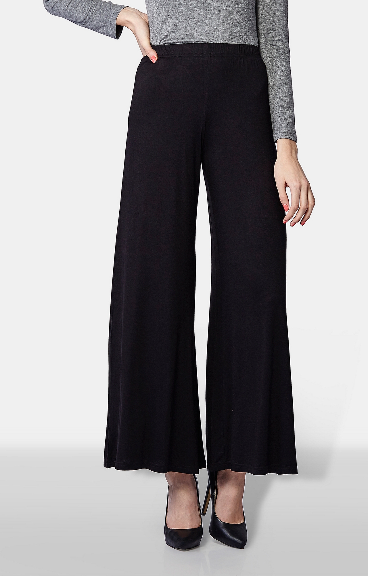 AND | Black Solid Palazzos