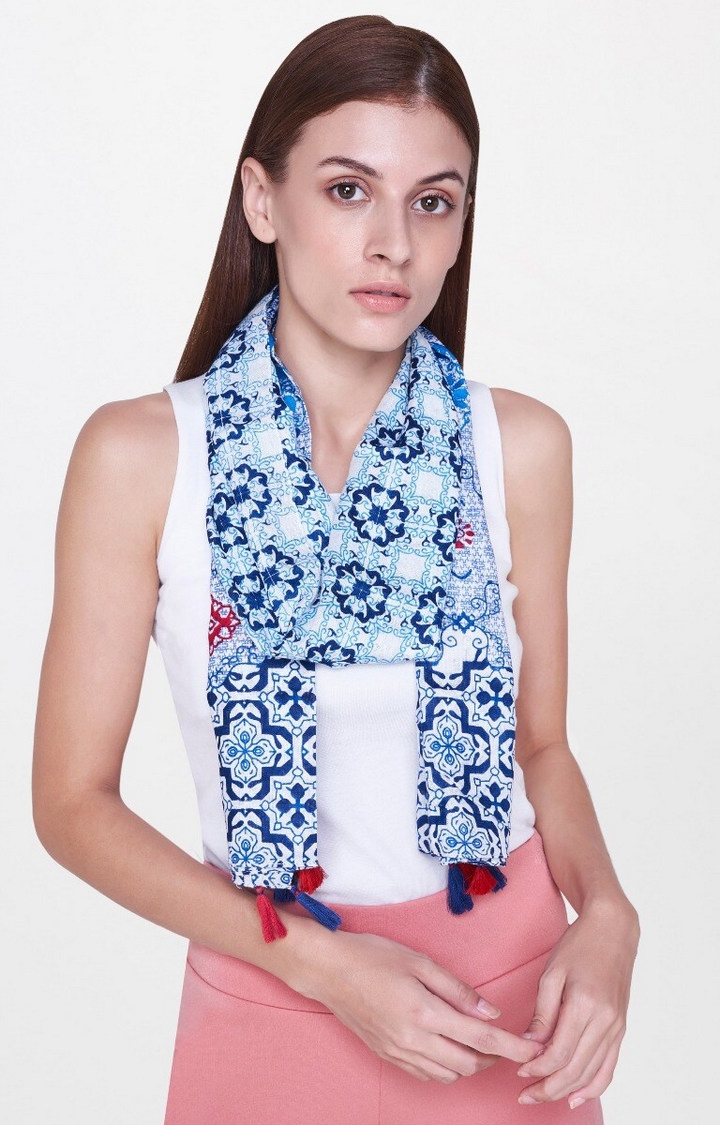 AND | Blue Printed Scarf