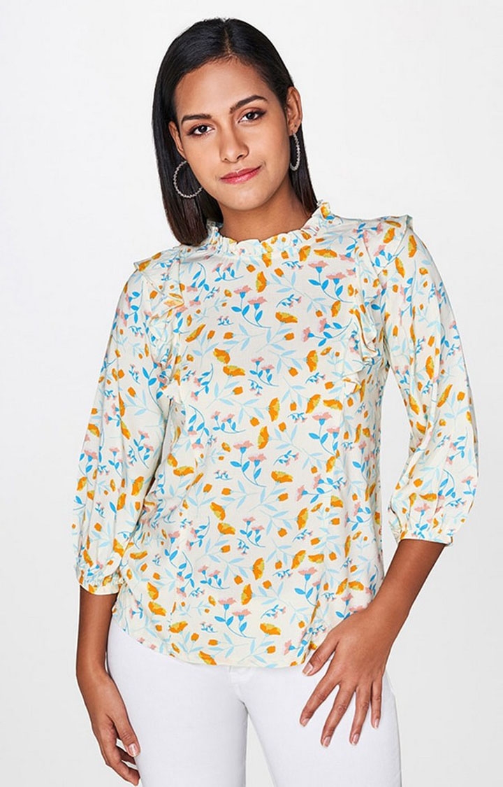 AND | Yellow Printed Top