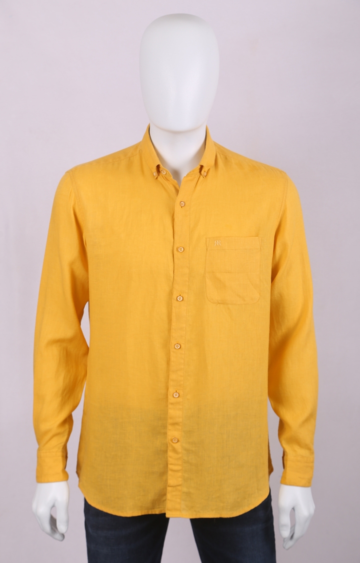 Raymond | Yellow Solid Casual Shirt