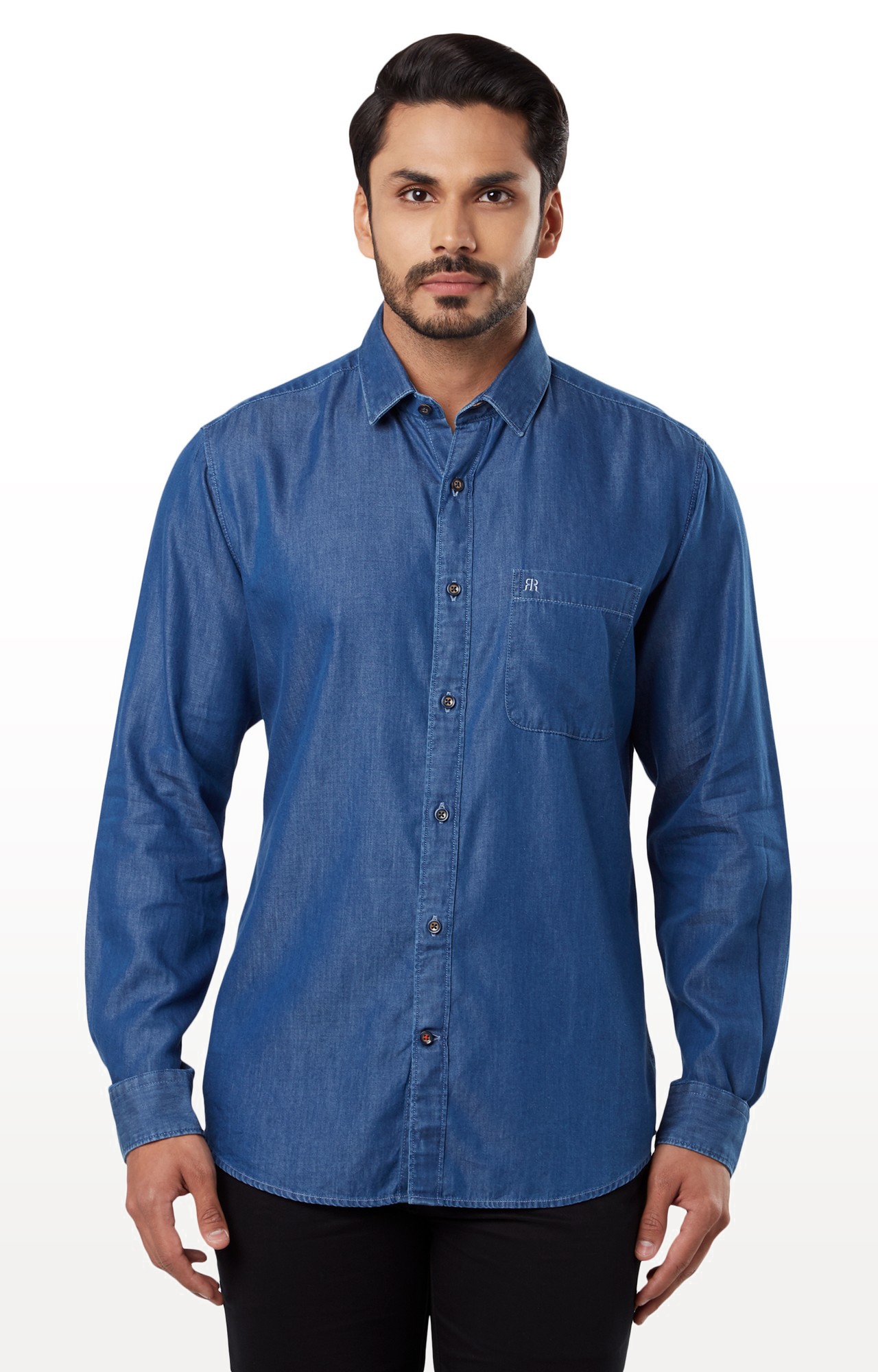 Raymond | Blue Solid Casual Shirt