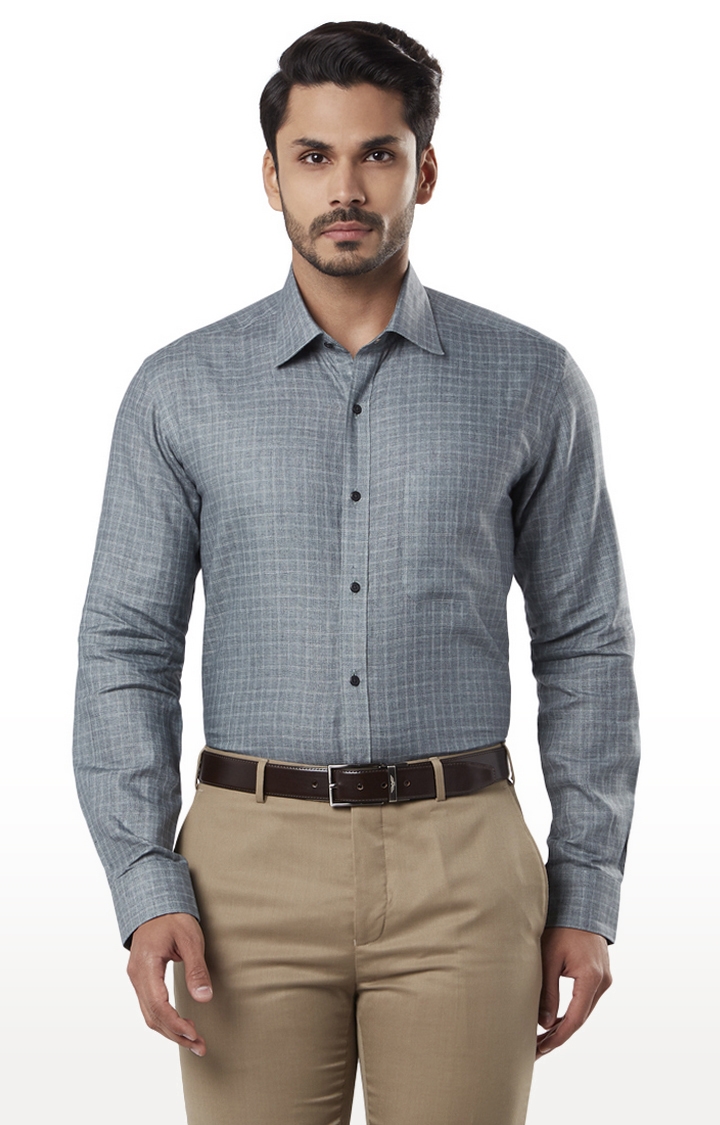Raymond | Medium Grey Checked Formal Shirt