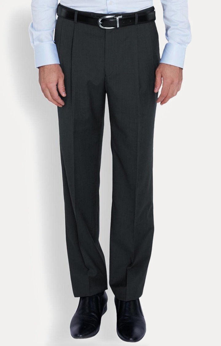 Raymond | Grey Pleated Formal Trousers