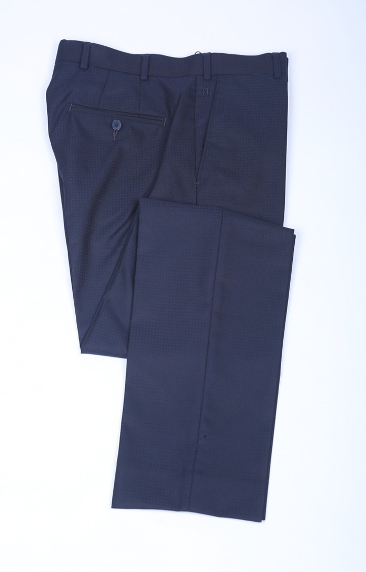 Blue Flat Front Formal Trousers