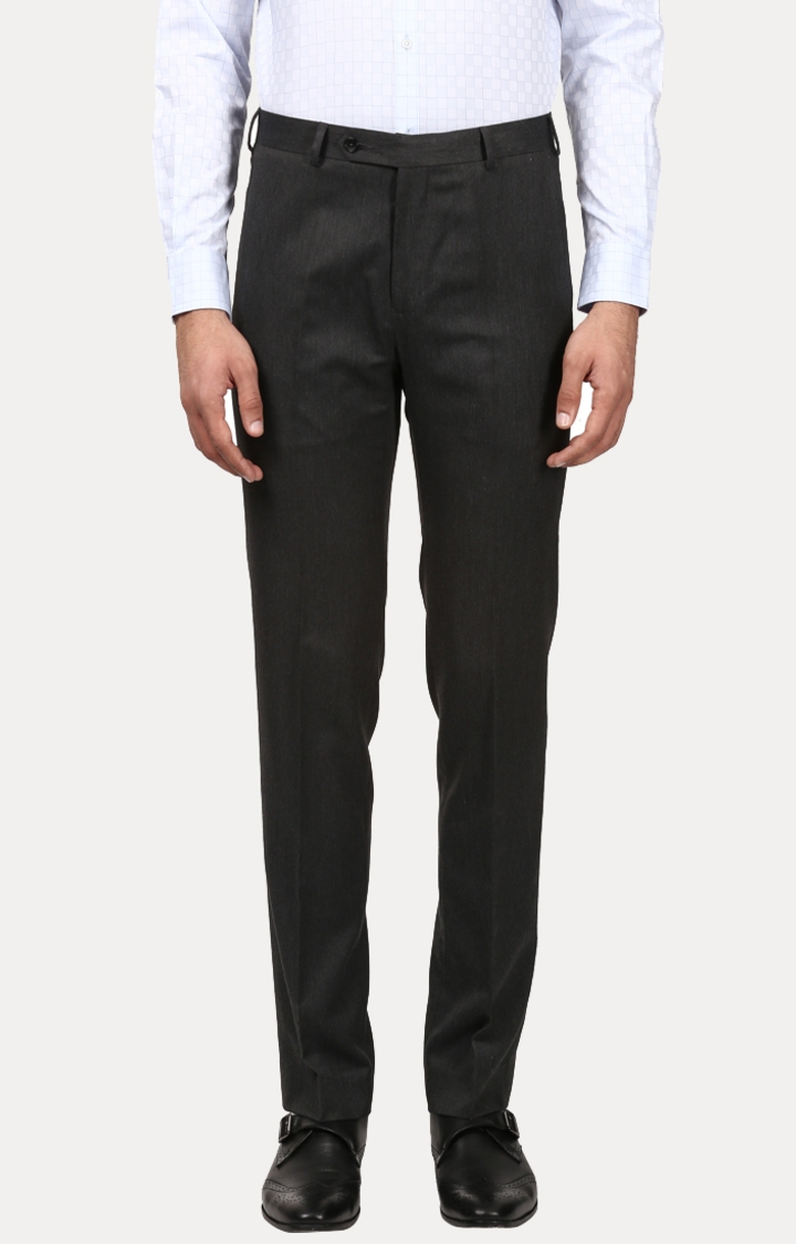 Raymond | Dark Grey Flat Front Formal Trousers