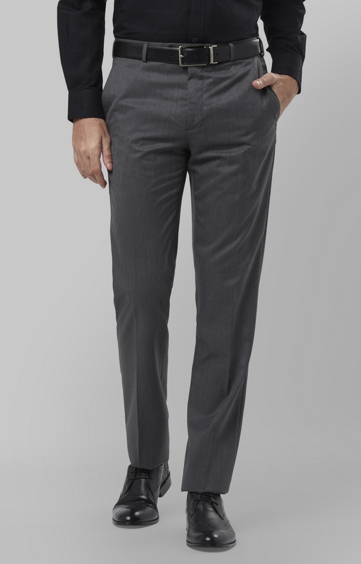 Raymond | Grey Flat Front Formal Trousers