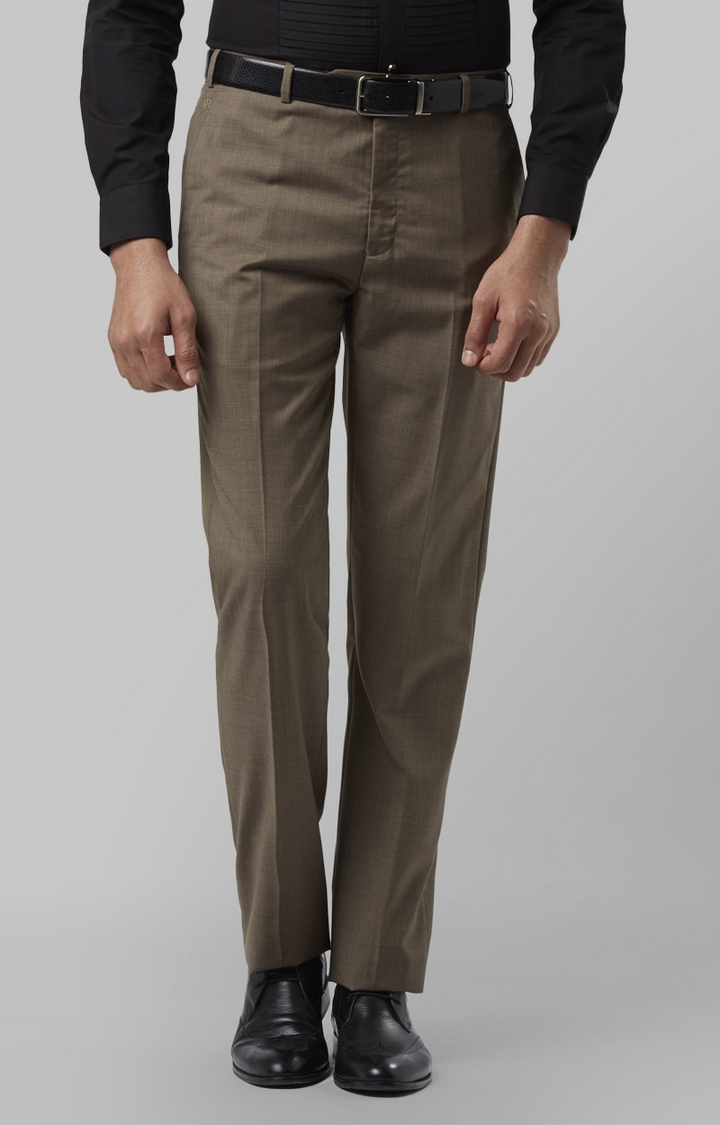 Raymond | Brown Flat Front Formal Trousers
