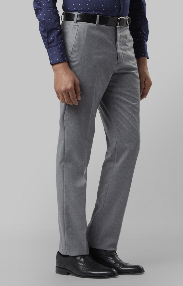 Grey Flat Front Formal Trousers