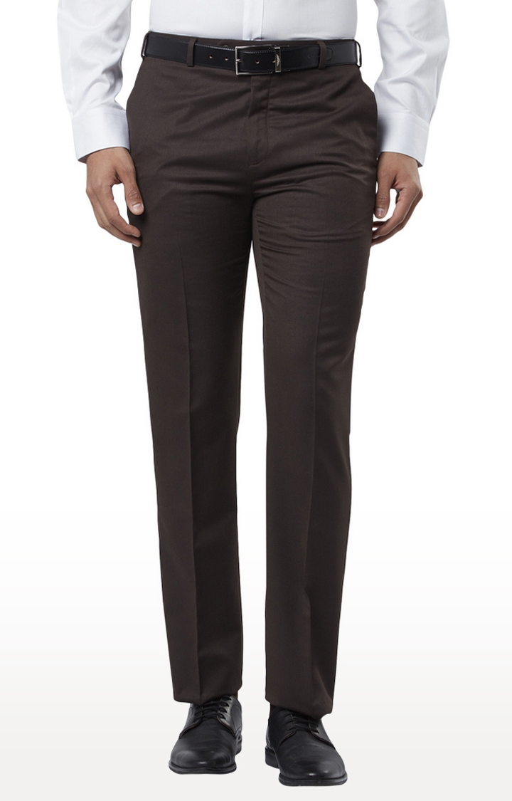 Dark Brown Flat Front Formal Trousers