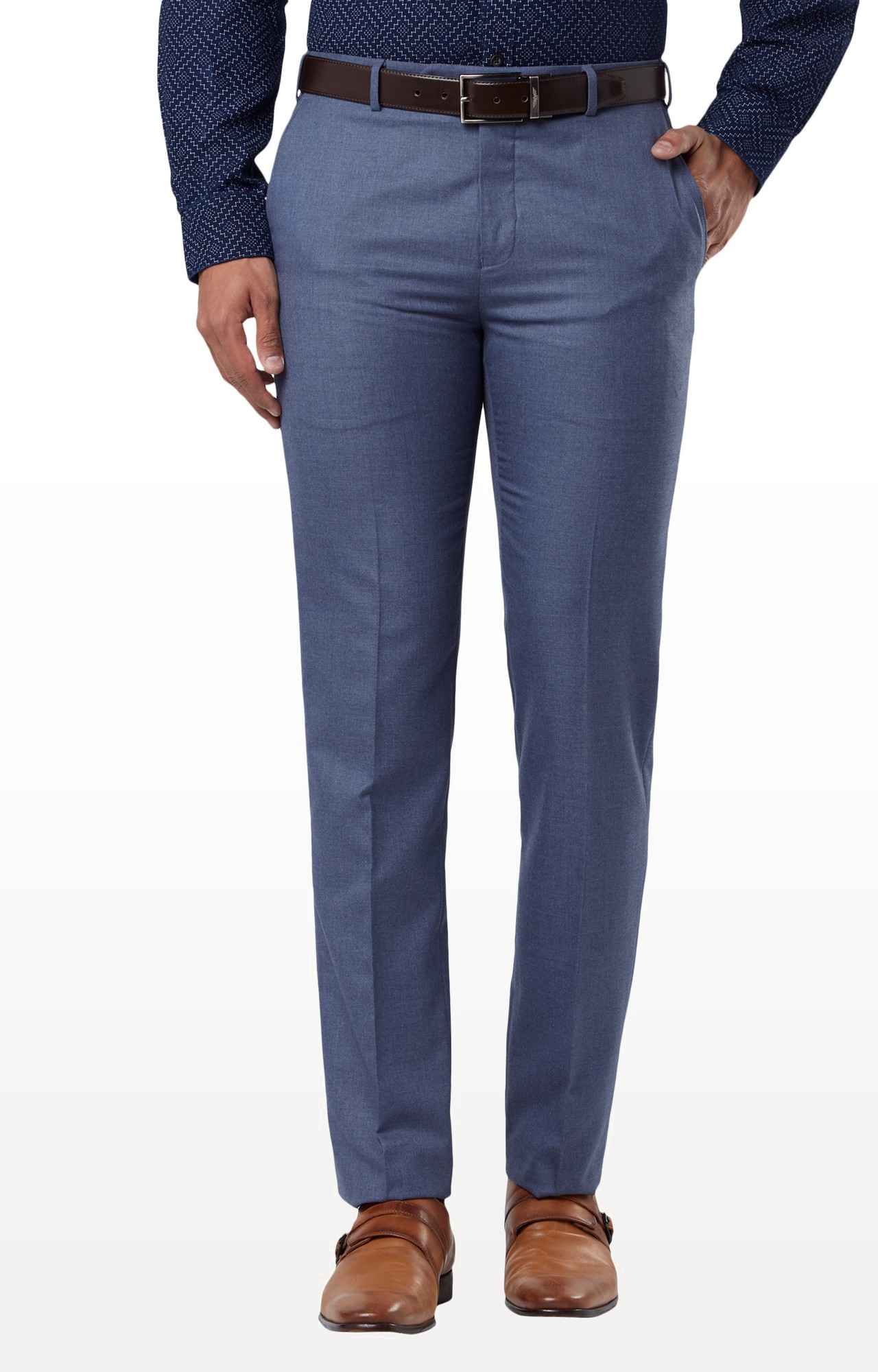 Grey Flat Front Formal Trousers