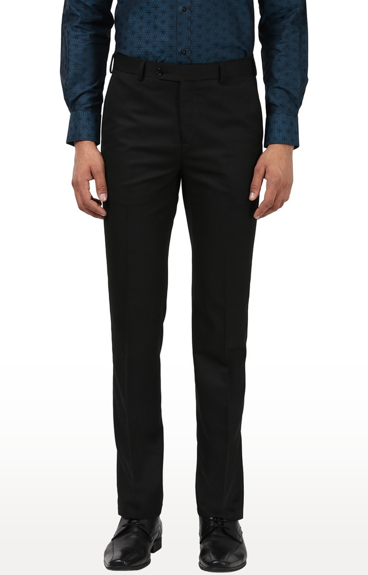 Raymond | Black Flat Front Formal Trousers