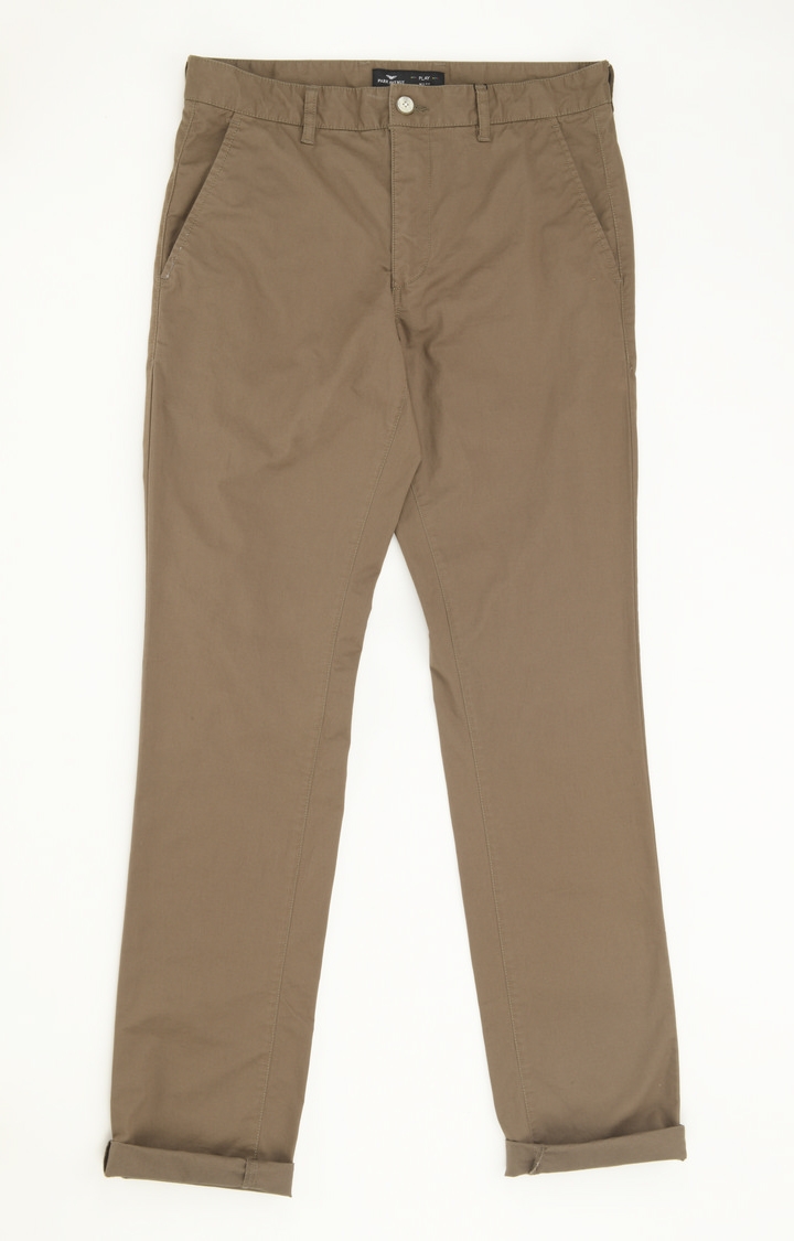 Park Avenue | Brown Solid Straight Chinos