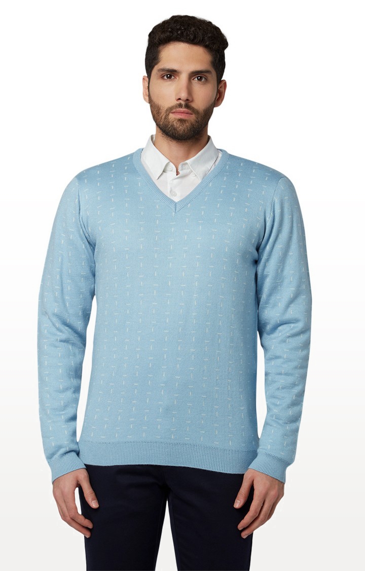 Park Avenue | Light Blue Printed Sweater
