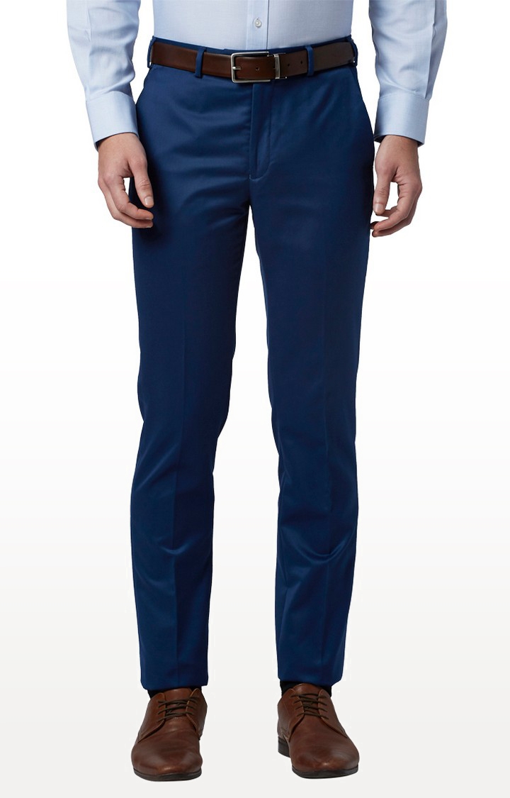 Park Avenue | Medium Blue Tapered Formal Trousers