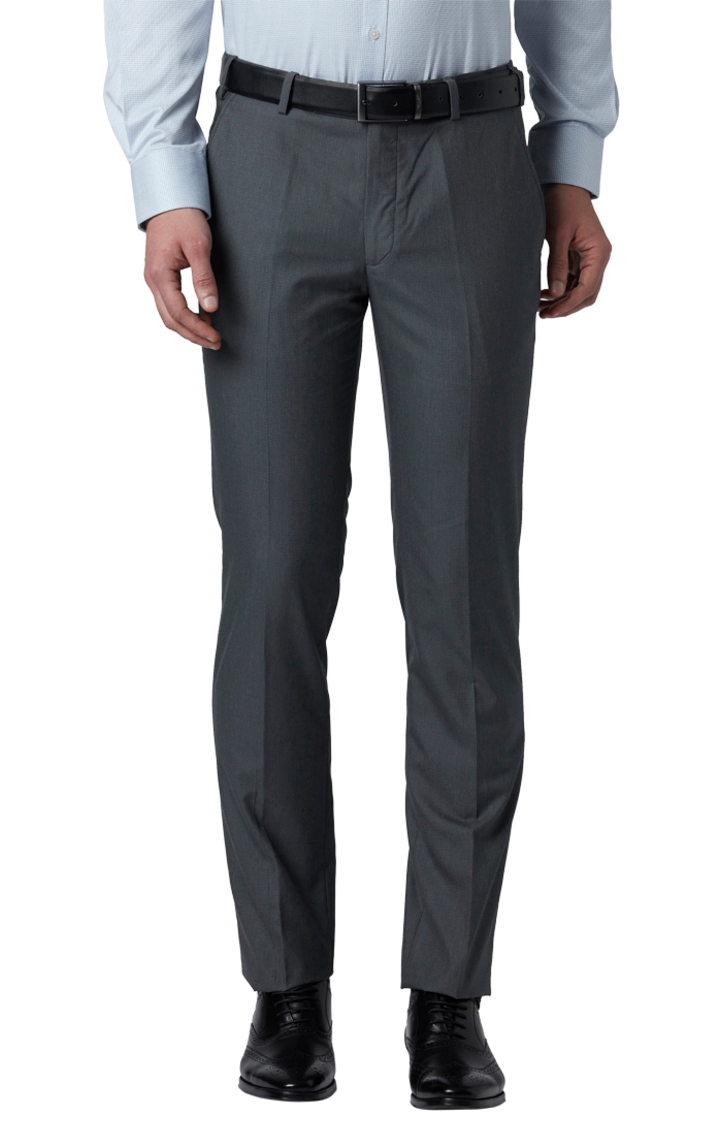Park Avenue | Grey Flat Front Super Slim Fit Formal Trousers