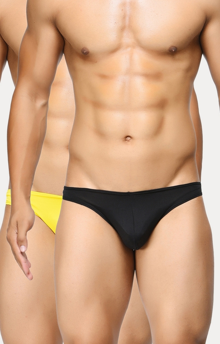 La Intimo | Black and Yellow Thongs - Pack of 2